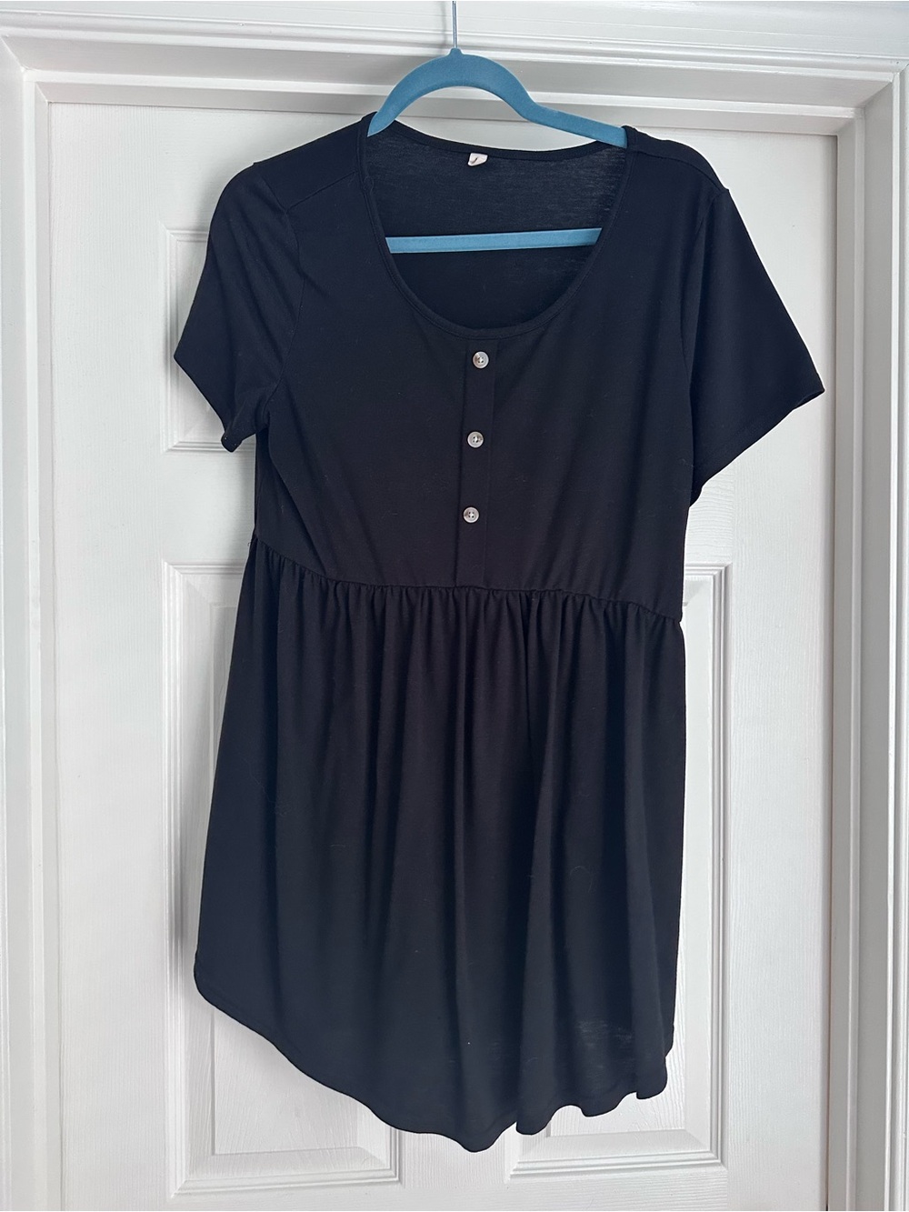 Black Short Sleeve Button Front Women’s Tee